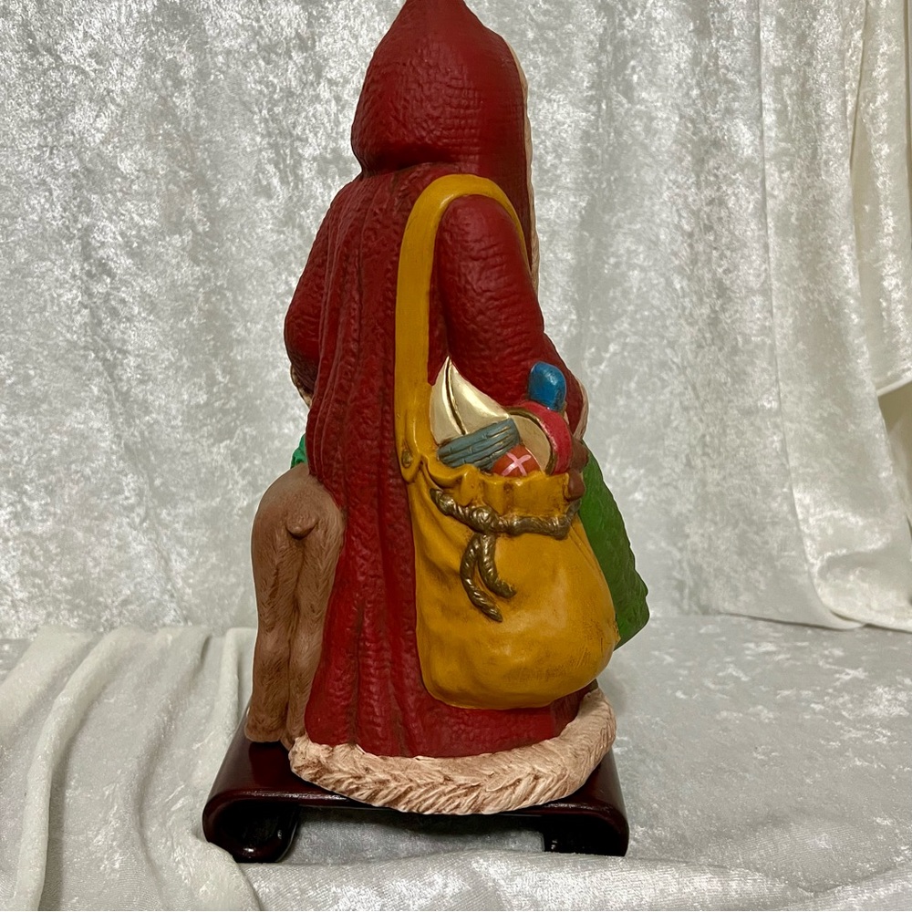 Vintage Ceramic Beautiful Hand Painted Old World Santa Claus w/Deer Signed/Dated - Picture 6 of 13